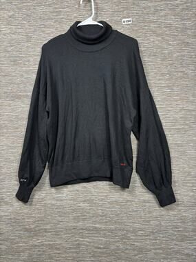 Peace Love World Sweater Womens Small Black Turtleneck Long Sleeve Knit Pullover